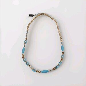 Fifth Avenue Collection Vintage Necklace Gold Tone Turqouise Tone Links Holiday